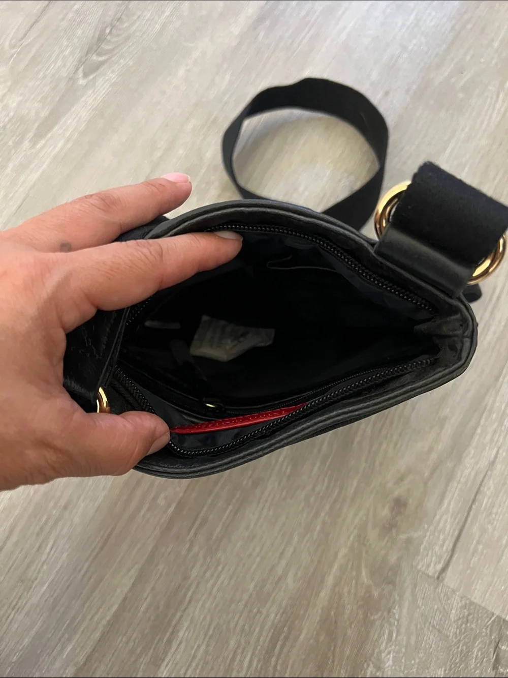 Tommy Hilfiger Black & Cream Logo Crossbody with Center Stripe